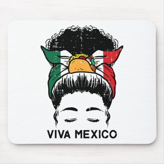 Viva Mexico Zwart Vrouwen Cinco De Mayo Mexicaanse Muismat (Voorkant)