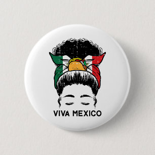 Viva Mexico Zwart Vrouwen Cinco De Mayo Mexicaanse Ronde Button 5,7 Cm