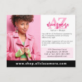 Viva Modern Magenta Mode Aangepaste foto marketing Briefkaart (Voorkant)