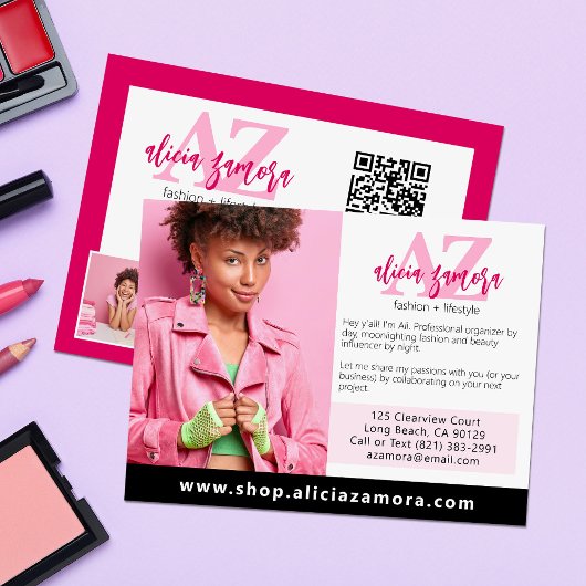 Viva Modern Magenta Mode Aangepaste foto marketing Briefkaart