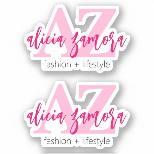 Viva Modern Magenta Script Name Logo Influencer Sticker (Voorkant)
