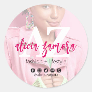 Viva Modern Magenta Social Influencer Aangepaste F Ronde Sticker