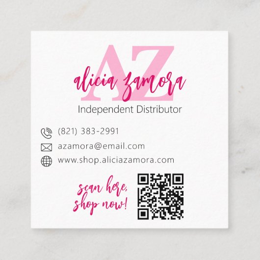 Viva Modern Magenta Social Influencer Aangepaste F Vierkante Visitekaartje (Achterkant)