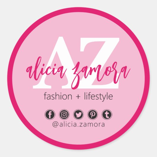 Viva Modern Magenta Social Media Influencer Custom Ronde Sticker (Voorkant)