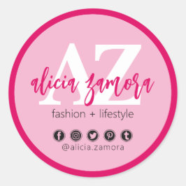 Viva Modern Magenta Sociale Media Influencer Aange Ronde Sticker