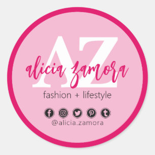 Viva Modern Magenta Sociale Media Influencer Aange Ronde Sticker