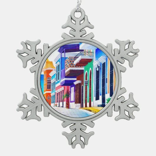 ¡Viva Puerto Rico! Tin Sneeuwvlok Ornament (Voorkant)