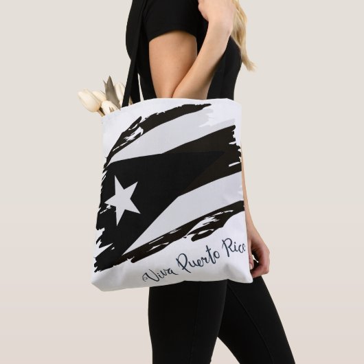Viva Puerto Rico Zwart-wit Vlag Tote Bag (Dichtbij)