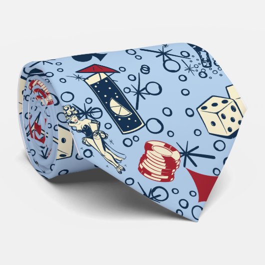 Viva Vegas Casino Retro Gambling Design Stropdas (Opgerold)