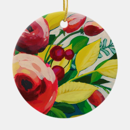 Vivacious Blooms Keramisch Ornament (Voorkant)
