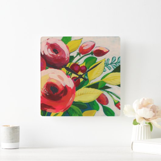 Vivacious Blooms Vierkante Klok (Huis)