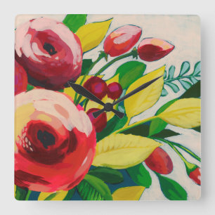 Vivacious Blooms Vierkante Klok