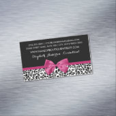 Vivacious Dark Roze Bow Leopard Print Boutique Magnetisch Visitekaartje (Voorbeeld)