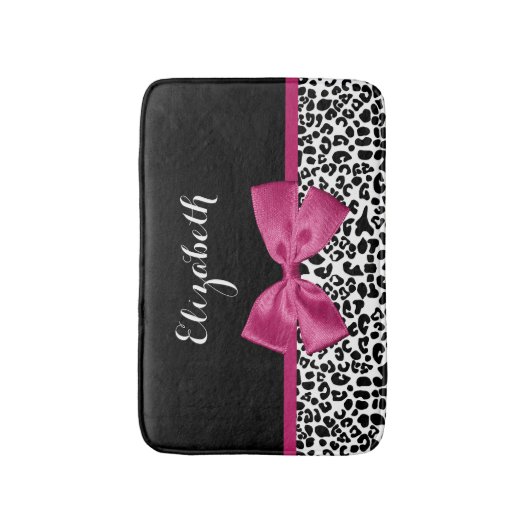 Vivacious Donkerroze lintlintafdruk met naam Badmat (Voorkant Verticaal)