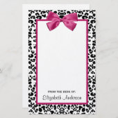 Vivacious Donkerroze lintlintafdruk met naam Briefpapier (Voorkant / Achterkant)