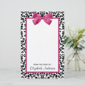 Vivacious Donkerroze lintlintafdruk met naam Briefpapier (Staand voorkant)