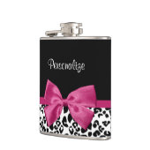 Vivacious Donkerroze lintlintafdruk met naam Heupfles (Links)