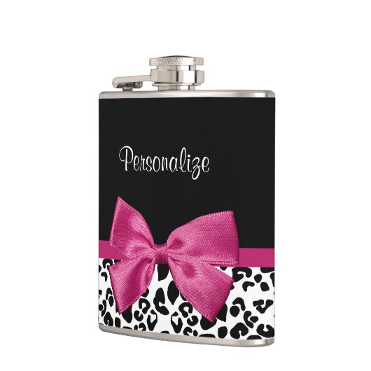 Vivacious Donkerroze lintlintafdruk met naam Heupfles (Links)