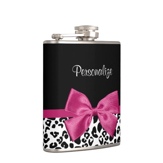 Vivacious Donkerroze lintlintafdruk met naam Heupfles (Rechts)