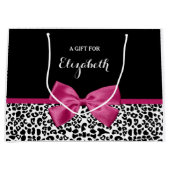 Vivacious Donkerroze lintlintafdruk met naam Large Cadeautasje (Voorkant)