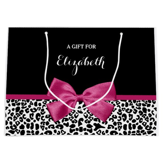 Vivacious Donkerroze lintlintafdruk met naam Large Cadeautasje (Voorkant)