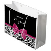 Vivacious Donkerroze lintlintafdruk met naam Large Cadeautasje (Voorkant Gekanteld)