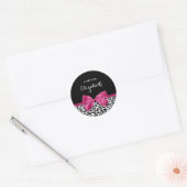 Vivacious Donkerroze lintlintafdruk met naam Ronde Sticker (Envelop)