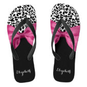 Vivacious Donkerroze lintlintafdruk met naam Teenslippers (Voetbed)