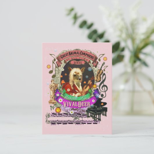 Vivalhert Funny deer Fawn Animal Composer Vivaldi Briefkaart (Staand voorkant)