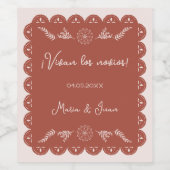 Vivan Los Novios Papel Picado Mexicaanse bruiloft Wijn Etiket (Enkel label)