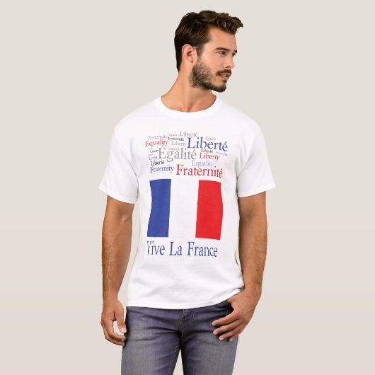 Vive La France Franse vlag Bastille Day T-shirt (Voorkant volledig)