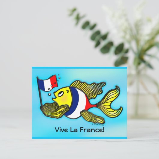 VIVE LA FRANCE Franse vlag grappige cartoon Briefkaart (Staand voorkant)