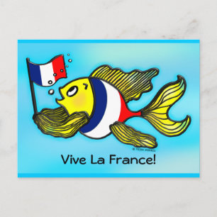 VIVE LA FRANCE Franse vlag grappige cartoon Briefkaart