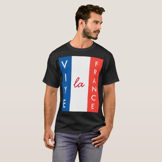 Vive La France Franse vlag T-shirt (Voorkant volledig)