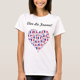 Vive La France Ik hou van Franse vlag Heart T-shirt
