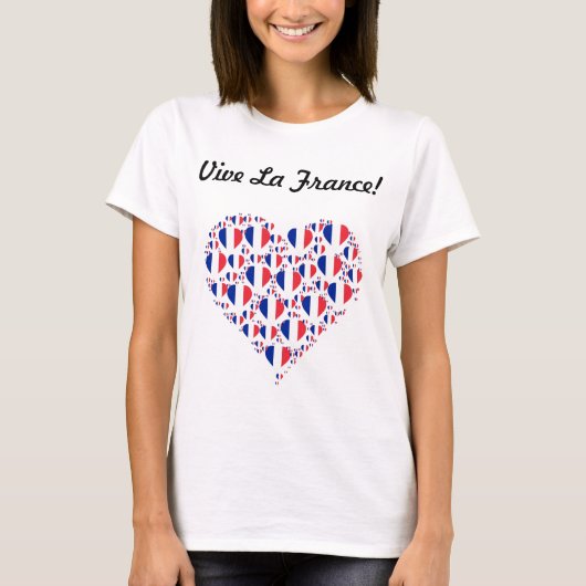 Vive La France Ik hou van Franse vlag Heart T-shirt (Voorkant)