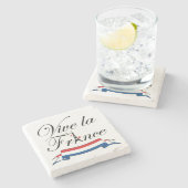 Vive la France Typografie Stenen Onderzetter (Zijkant)