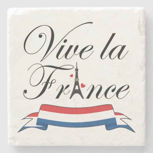 Vive la France Typografie Stenen Onderzetter (Voorkant)