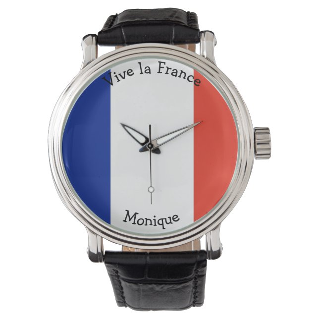 Vive la France Vlag grafisch Horloge (Voorkant)
