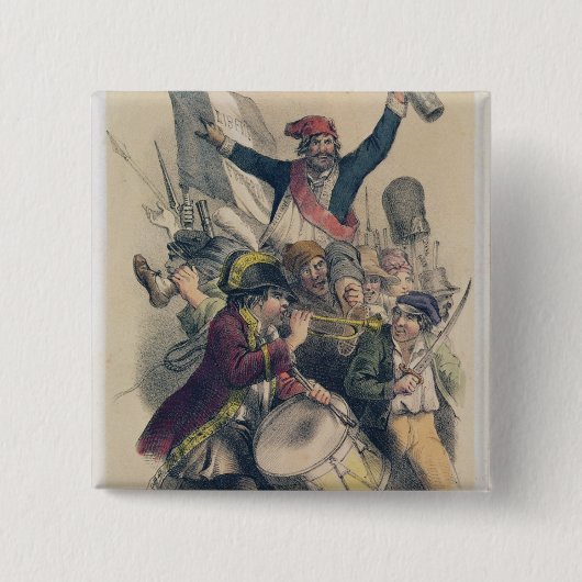 Vive la Republique, 1848 Vierkante Button 5,1 Cm (Voorkant)