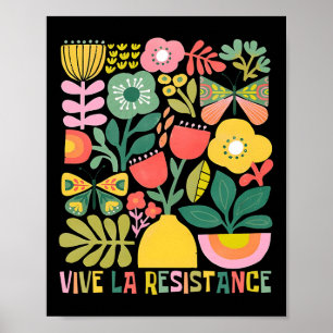 Vive La Resistance Politieke Retro Boho Floral Lon Poster