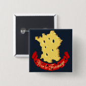 Vive le Fromage Vierkante Button 5,1 Cm (Voorkant /achterkant)