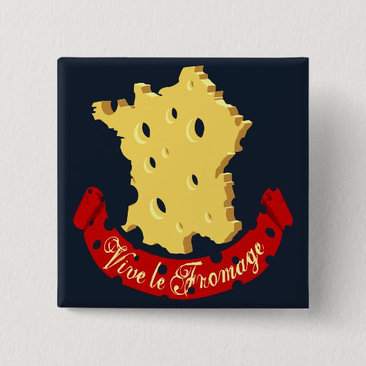 Vive le Fromage Vierkante Button 5,1 Cm (Voorkant)