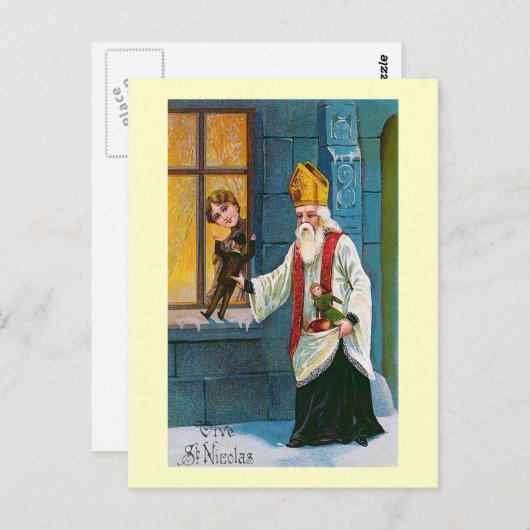 "Vive St. Nicolas" Frans Briefkaart (Voorkant / Achterkant)