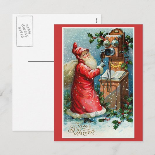 "Vive St. Nicolas" Franse kerst Feestdagenkaart (Voorkant / Achterkant)