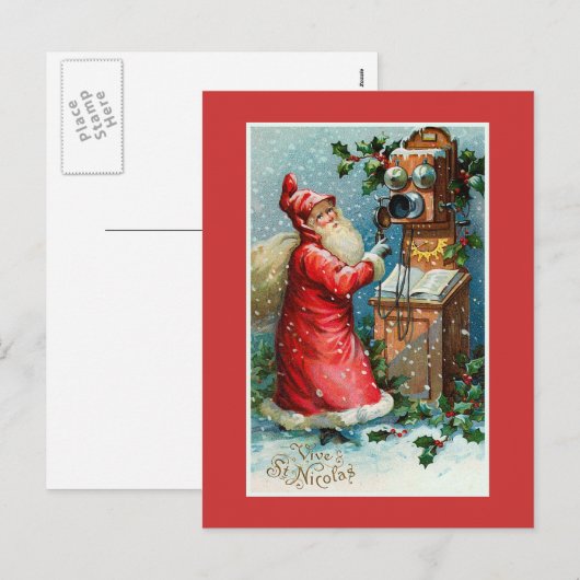 "Vive St. Nicolas"  Franse kerst Feestdagenkaart (Voorkant / Achterkant)