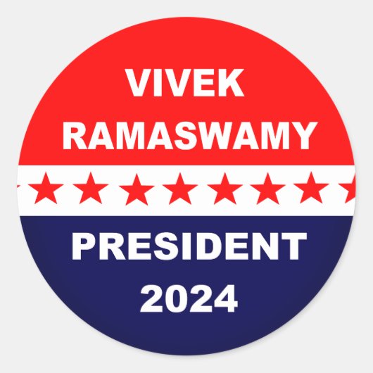 Vivek Ramaswamy President 2024 Ronde Sticker (Voorkant)