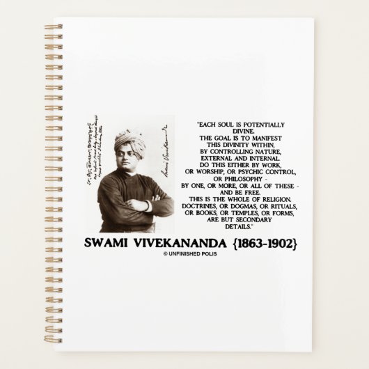 Vivekananda Elke Ziel Potentieel Goddelijk Wees Vr Planner (Voorkant)