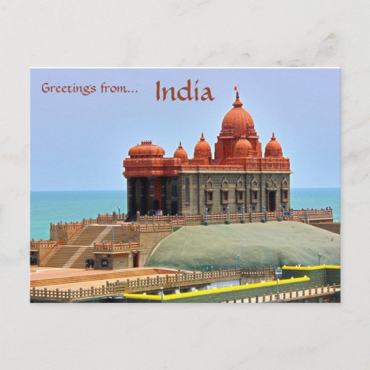 Vivekananda Rotsmonument Kanyakumari India Briefkaart (Voorkant)