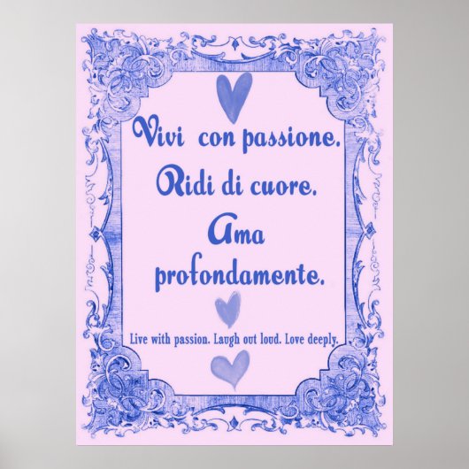 Vivi Con Passione Italiaans Poster voor taalgebrui (Voorkant)